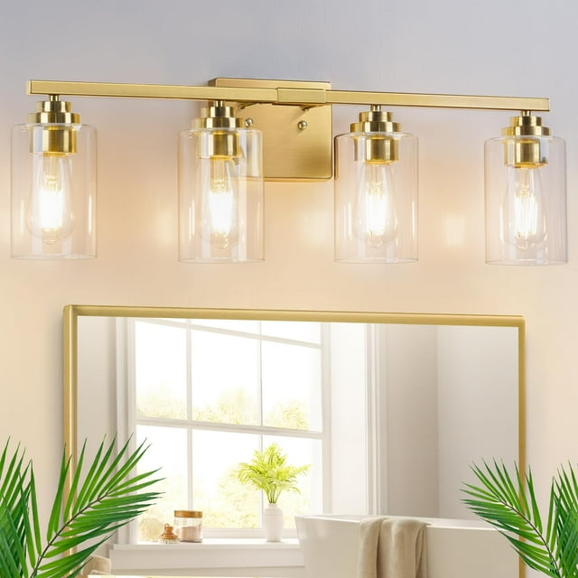 Luminarias de baño VerRon, tocador dorado de 4 luces, 27 pulgadas