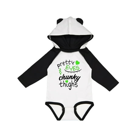 

Inktastic Pretty Eyes and Chunky Thighs Green Hearts Gift Baby Boy or Baby Girl Long Sleeve Bodysuit