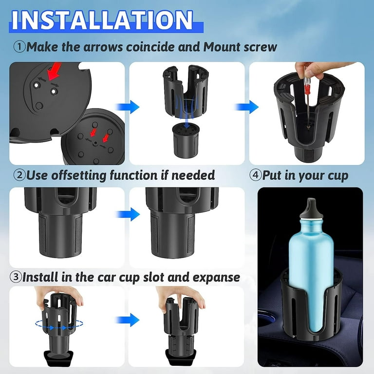  Car Cup Holder Expander and Adapter for Large Bottles