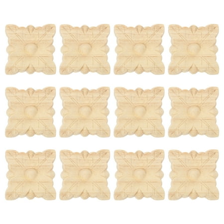 

12Pcs Wooden Carved Onlay Applique Wooden Carving Applique Furniture Decoration