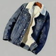 thumbnail image 4 of Yaoyar Men's Lapel Sherpa Fleece Lined Thicken Denim Jean Jacket Coats Long Sleeved Lapel Denim Jacket, 4 of 4