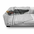 thumbnail image 3 of Cars Soft Flannel Fleece Blanket, Custom Design Muscle Car with Supercharger and Flames Roadster Retro Styled, Cozy Plush for Indoor and Outdoor Use, 60" x 80", Charcoal Grey Orange, by Ambesonne, 3 of 6