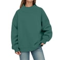 thumbnail image 2 of Mock Neck Sweatshirt for Women Slouchy Preppy Sweat Shirt Womens Clothes Trendy Turtleneck Long Sleeve Lounge Daily Outfit Fall Fashion Must Haves Workout Tops Stretchy Clothes Cute Blackish Green, 2 of 8