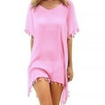 thumbnail image 2 of Babibeauty Women Beachwear Cover up Tassel Chiffon Dress Swimwear Sun-proof Tassel Chiffon Top, Pink, 2 of 4