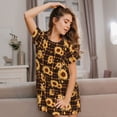 thumbnail image 3 of Goofa Brown Plaid Sunflower Print Women’s Cotton Nightdress – Short-Sleeved Sleep Dress, Casual Loose-Fit Lounge Wear, Comfortable and Stylish Sleepwear for Women, 3 of 6
