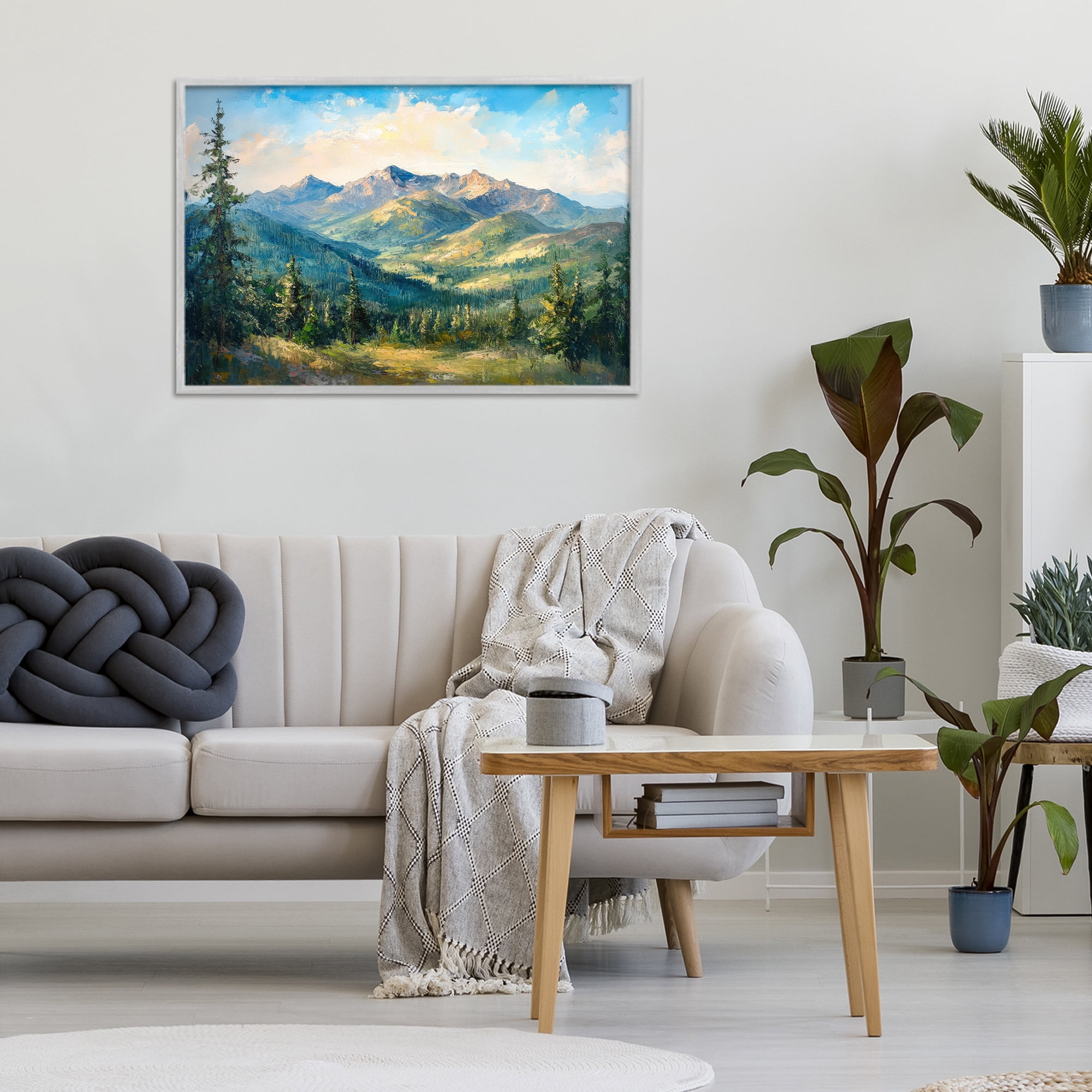 Stupell Industries Valley In The Mountains Gray Framed Giclee Art, design by Petal Prints Design