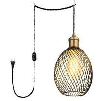 KAYYELAMP 15ft Dimmable Switch Plug Cord Pendant Light Vintage Copper Base Black Metal Oval Cut-Out Shade Retro Design For Kitchen Sink Dining Table Loft Bar(No Bulb)