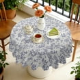 thumbnail image 4 of Round Tablecloth Dining Cover 60 Inch Polyester Waterproof Stain Wrinkle Free flower for Kitchen, 4 of 5