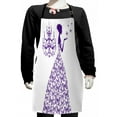 thumbnail image 1 of Love Kids Apron, Romantic Fairtytale Lady Butterflies Princess with Antique Chandelier Graphic, Boys Girls Apron Bib with Adjustable Ties for Cooking Baking Painting, Purple and White, by Ambesonne, 1 of 2