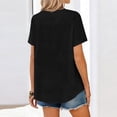 thumbnail image 5 of Solid Button Down Shirts for Women Short Sleeve Bust Pocket V Neck Collared Shirts Summer Business Casual Work Tops, Black XL, 5 of 7