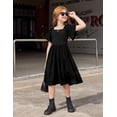 thumbnail image 5 of Arshiner Girls Summer Dress Tween Casual Smocked Swing Flowy Ruffle Midi Dresses with Pockets, 5 of 6