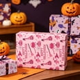 thumbnail image 7 of Soft Tone Pink Halloween Gift Wrapping Paper Ghost Pumpkin Spider Bat Print Fall Holiday Present Packaging Sheet DIY Craft Decor Paper for Autumn Party Gift Box Wrapping Accessory, 7 of 7