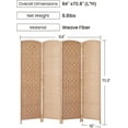 thumbnail image 3 of Rose Home Fashion Room Divider, 6 ft Tall Room Dividers and Folding Privacy Screens, 16in Privacy Screen 4 Panel Natural Space Temporary Wall Foldable Partition Separation, 3 of 7
