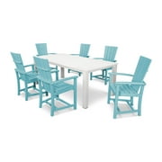 Polywood PWS278-1-10087 Quattro 7-Piece Dining Set in Aruba / White