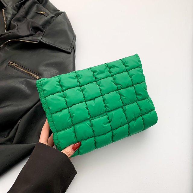 Bolsa de cosméticos acolchada con cremallera, bolsa de maquillaje de viaje, color sólido para mujeres y niñas
