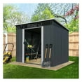 thumbnail image 3 of 8x9 Galvanized Metal Shed w/Skylight - Outdoor Storage Shed for Garden Tools, Lawn Mowers & Bikes - 29 GA Corrugated Metal, 80" Peak, Easy Assembly, 3 of 9