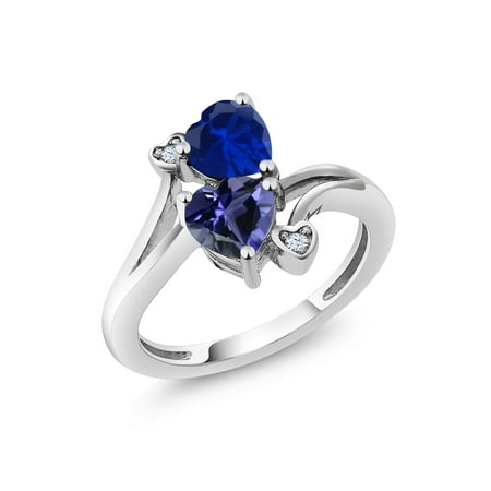 Blue Sapphire Heart Shape - 1.41 Ct Heart Shape Blue Simulated Sapphire Blue Iolite 925 Sterling Silver Ring