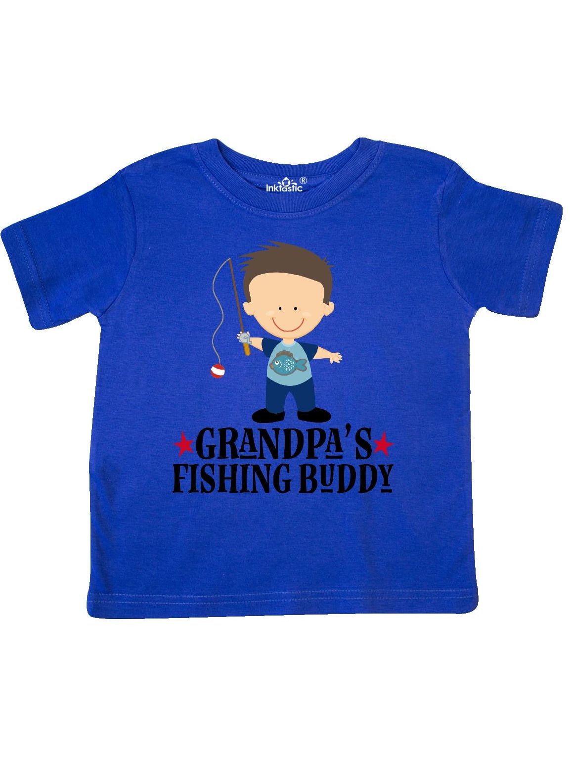 Inktastic Grandpa's Fishing Buddy With White Text Toddler T-Shirt Kids Little I 