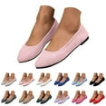 thumbnail image 5 of XIMIN Womens Block Heel PU Pointed Toe Comfortable Suede Flats Shoes Portable Pumps Ballet Flat Slip-on Ballerina Pumps Shoes Dress Shoes Ladies Loafers, 5 of 8