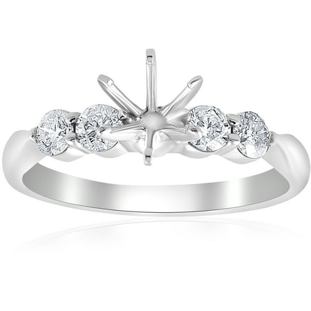 1/2ct Diamond Semi Mount Engagement Ring 14K White Gold Solitaire Setting (Best 7 Band Eq Settings)