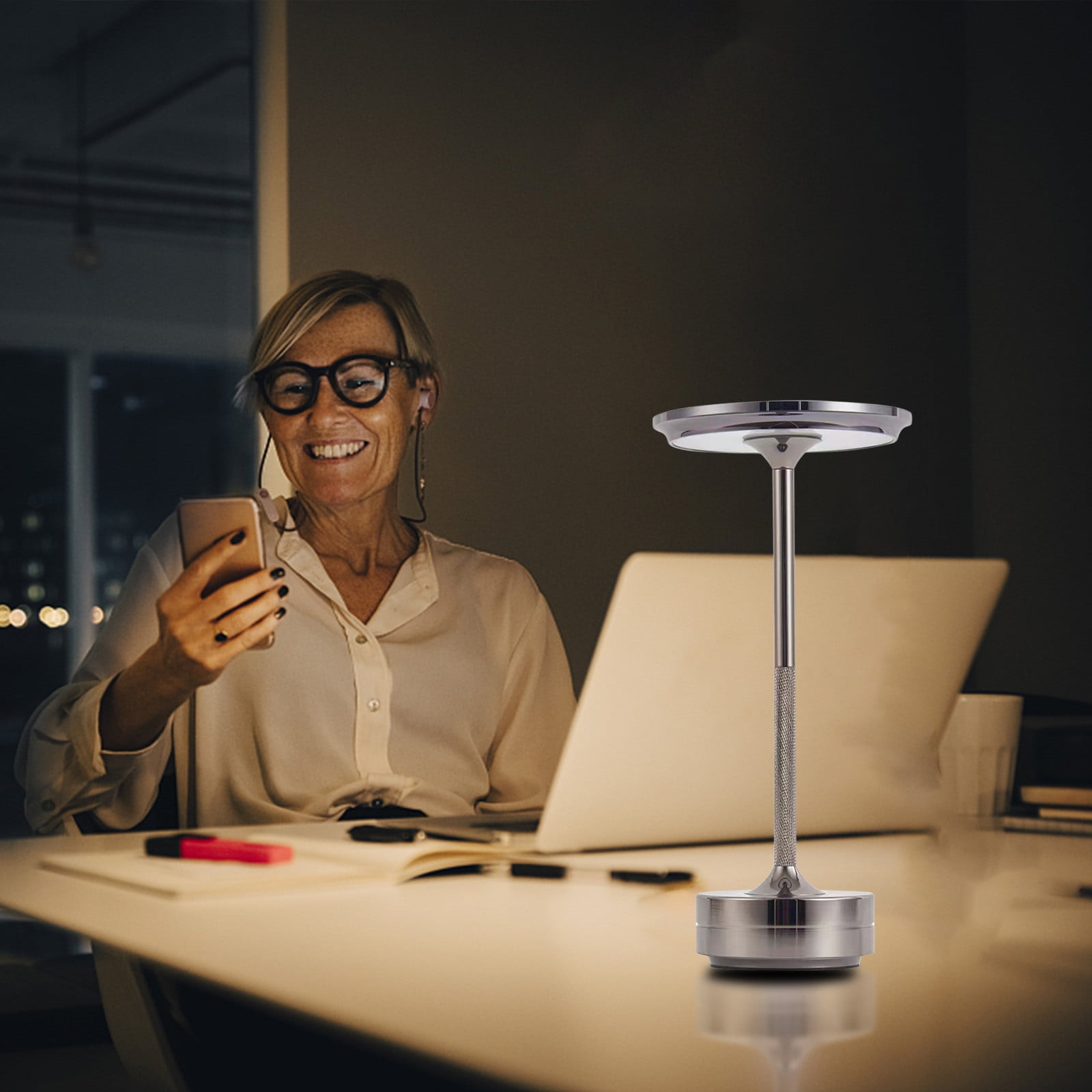 Wovilon Led Charging Desk Lamp Japanese Retro Restaurant Clear Bar Bar Night Light Dimming Atmosphere