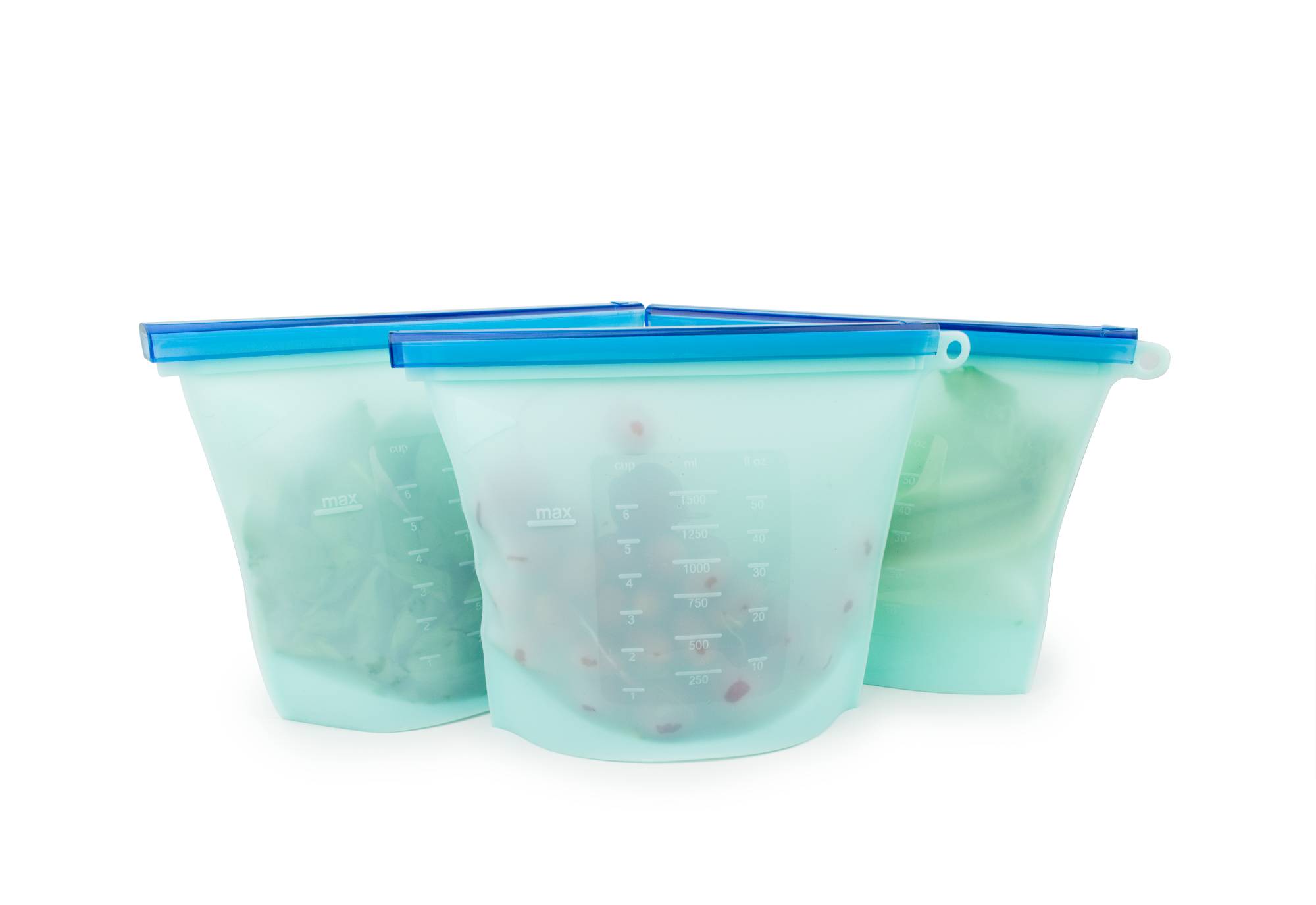 3 BLUE Silicone Storage Bags 1500ml, Reuse, Freeze, Microwave