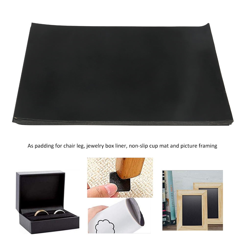 Self-Adhesive Jewelry Box Liner 10 PCS Black DIY Adhesive Flannel Self Adhesive Felt for Jewelry Drawer Craft Fabric Jewelry Storage Counter