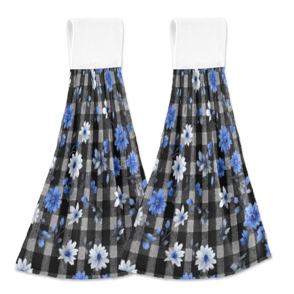 BZSMCE Hanging Hand Towels Fashion Blue Sprinkles Pattern 2-Pack - Velcro Style Bathroom Kitchen Towels