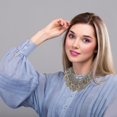 thumbnail image 3 of Exaggerated Vintage Necklace, Multi-layer Hollow Leaf Clavicle Chain-9gold, 3 of 5