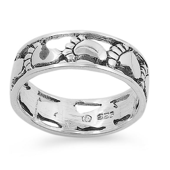 925 Sterling Silver Footprints of Serenity Ring Size 10