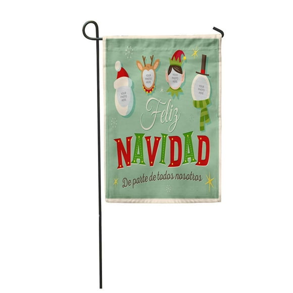 NUDECOR Vintage Family Spirit Christmas in Spanish Feliz Navidad De Garden Flag Decorative Flag House Banner 12x18 inch