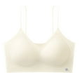 thumbnail image 4 of khonts,Women's Adjustable Thin Strap Bra Comfort Wireless Seamless Bras Embedded Padded V-Neck Bralettes Light Yellow XL, 4 of 4