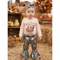 thumbnail image 6 of RUINIXCW Newborn Baby Girl Hunting Outfit Infant Baby Girl Spring Fall Winter Clothes Long Sleeve Romper with Bell Bottom Flare Pants Headband Set, 6 of 10