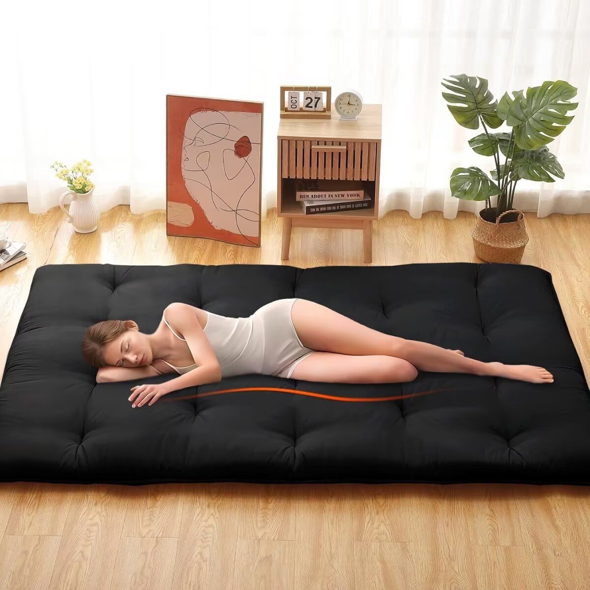 TEIJIN Japanese Futon Mattress, 100% Polyester, Foldable & Portable