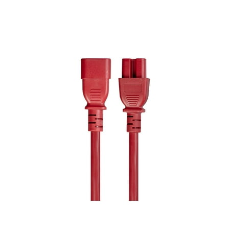 UPC: 0889028088340 | Monoprice Heavy-Duty Computer Extension Power Cable / Cord – 3 Feet – Red | 14AWG 15A 14AWG (IEC-320-C14 to IEC-320-C15)