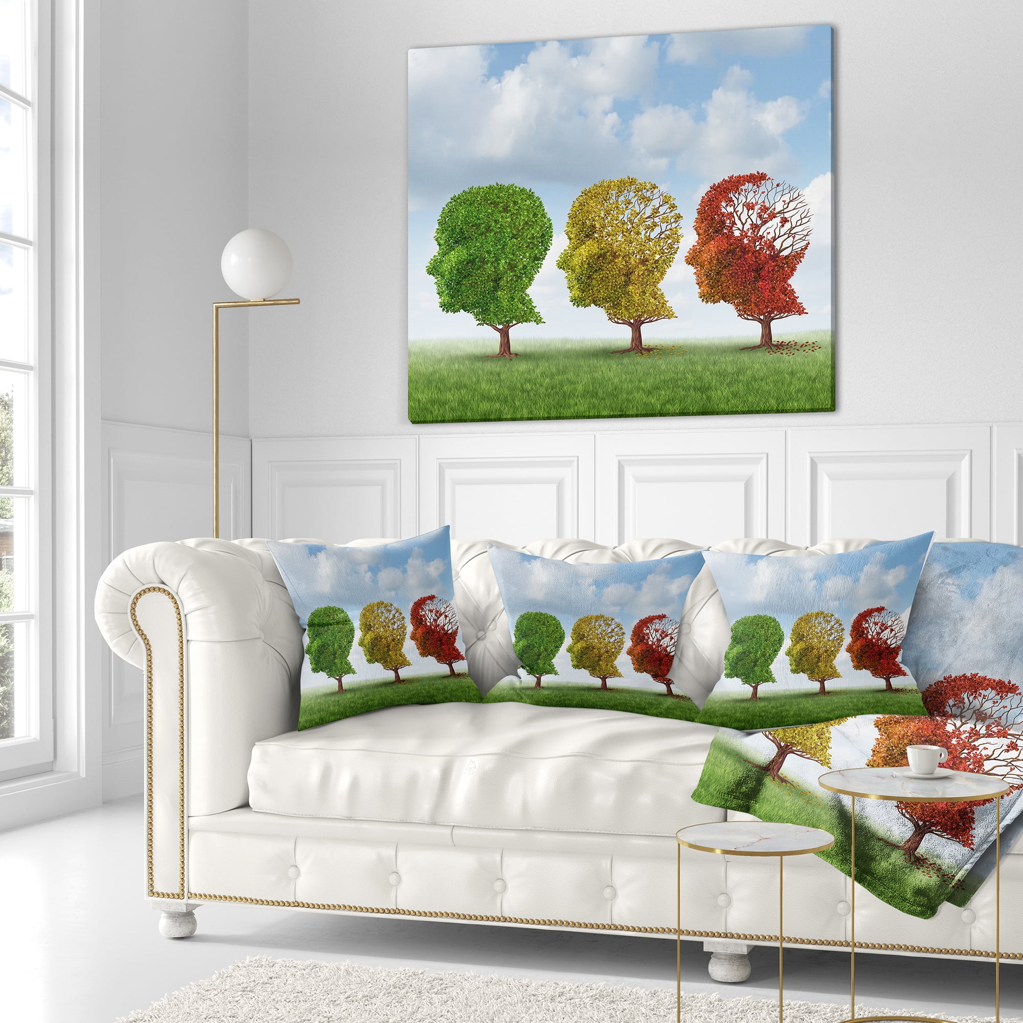Designart Brain Aging - Abstract Throw Pillow - 16x16