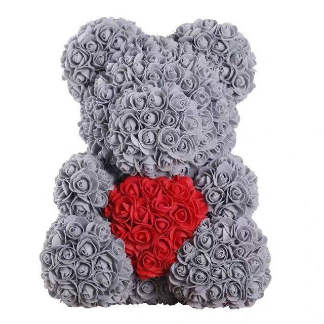 Oso de peluche de flores artificiales para mujer, caja de regalo de 40cm, PE, rosa, San Valentín, boda, Navidad, decoración del hogar, envío directo