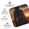 thumbnail image 3 of Lsque Sunset Western Cowgirl Pattern 4" Drink Coasters Set of 4, PVC Leather Absorbent Coasters, Table Coaster Set Decorative Coffee Cup Coasters Housewarming Gift -Square, 3 of 6