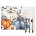 thumbnail image 2 of Thanksgiving Pumpkins Placemats Set of 8 Fall Leaves Flowers Heat Insulated Linen Place Mats, Washable Stain-Proof Table Mats for Dining Tables Holiday Decor 13x19inch, 2 of 9