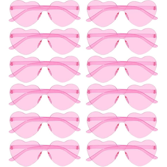 12 Pcs Heart Shaped Sunglasses Colorful Trendy Rimless Sunglass Candy Color Party Favors for Women