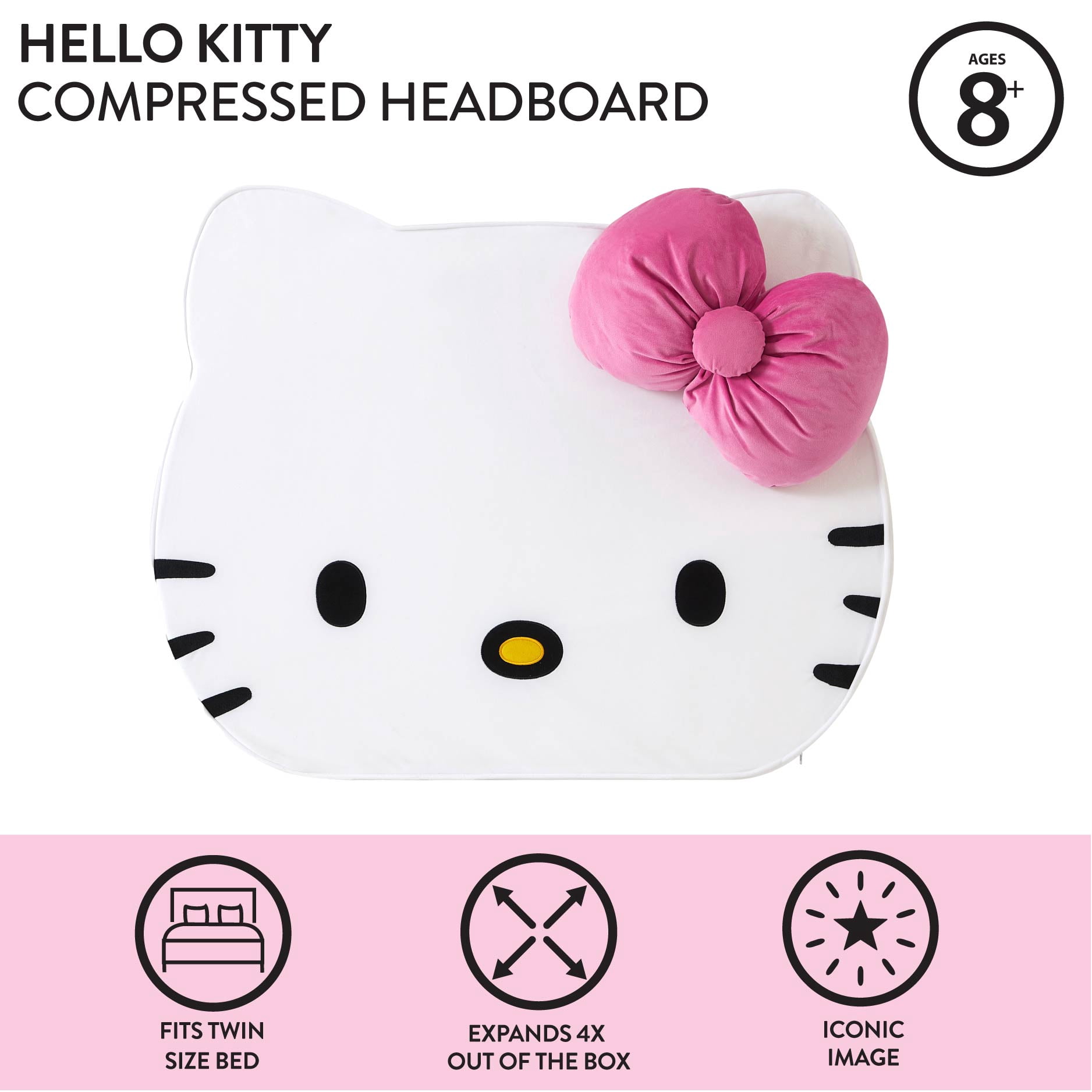 Hello Kitty Kids Figural Compressed Headboard, Twin Size