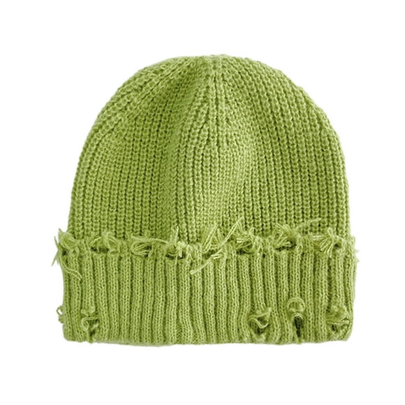 Winter Hats for Men Women's Winter Fashion Ripped Knit Large Head Circumference Solid Color Pile Hat Warm and Stylish Knit Hats for Men
