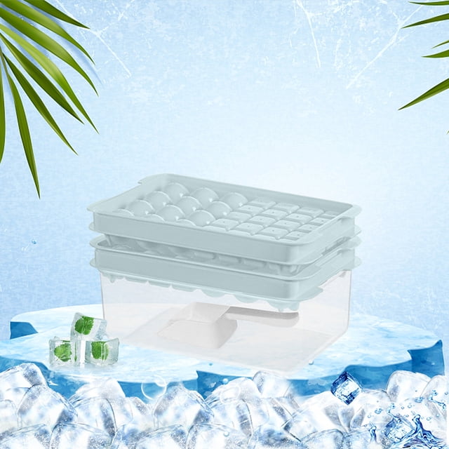 XYAIYT Two In One Ice Tray Set with Storage Box and Shovel Easy Release Spherical and Pellet Ice Maker with Lid Hygienic PET Material and Seal Keeps Ice Fresh Odor Free and Easy to Clean