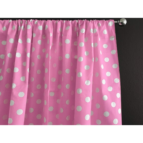 Cotton Curtain Polka Dots Print 58 Inch Wide / White on Pink