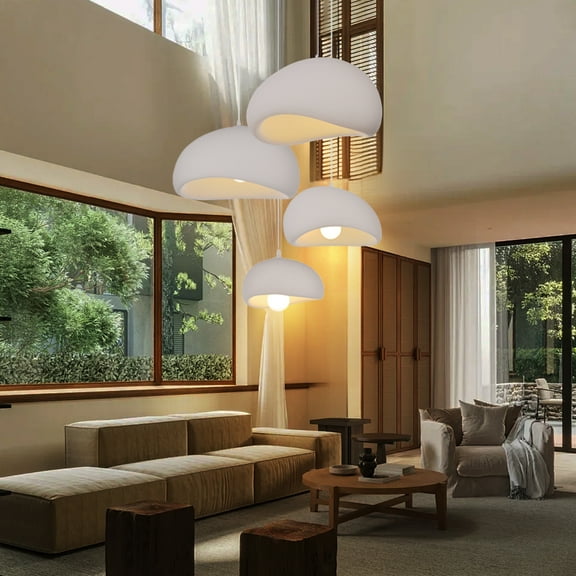 UEEYAC Dining Room Oval Resin Pendant Lights Wabi-sabi Style Microcement Chandelier