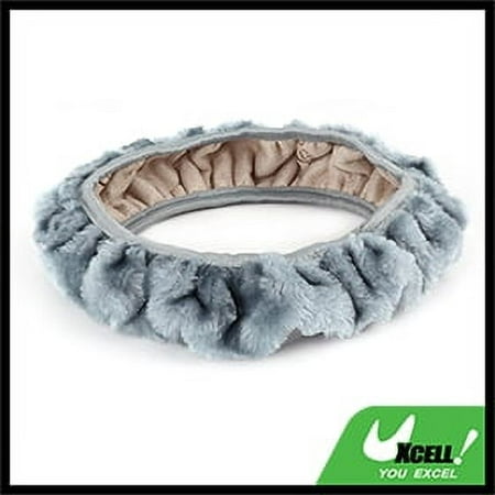 Steering Wheel Cover Gray Soft Plush Fuzzy Auto Car Truck Warm for Winter