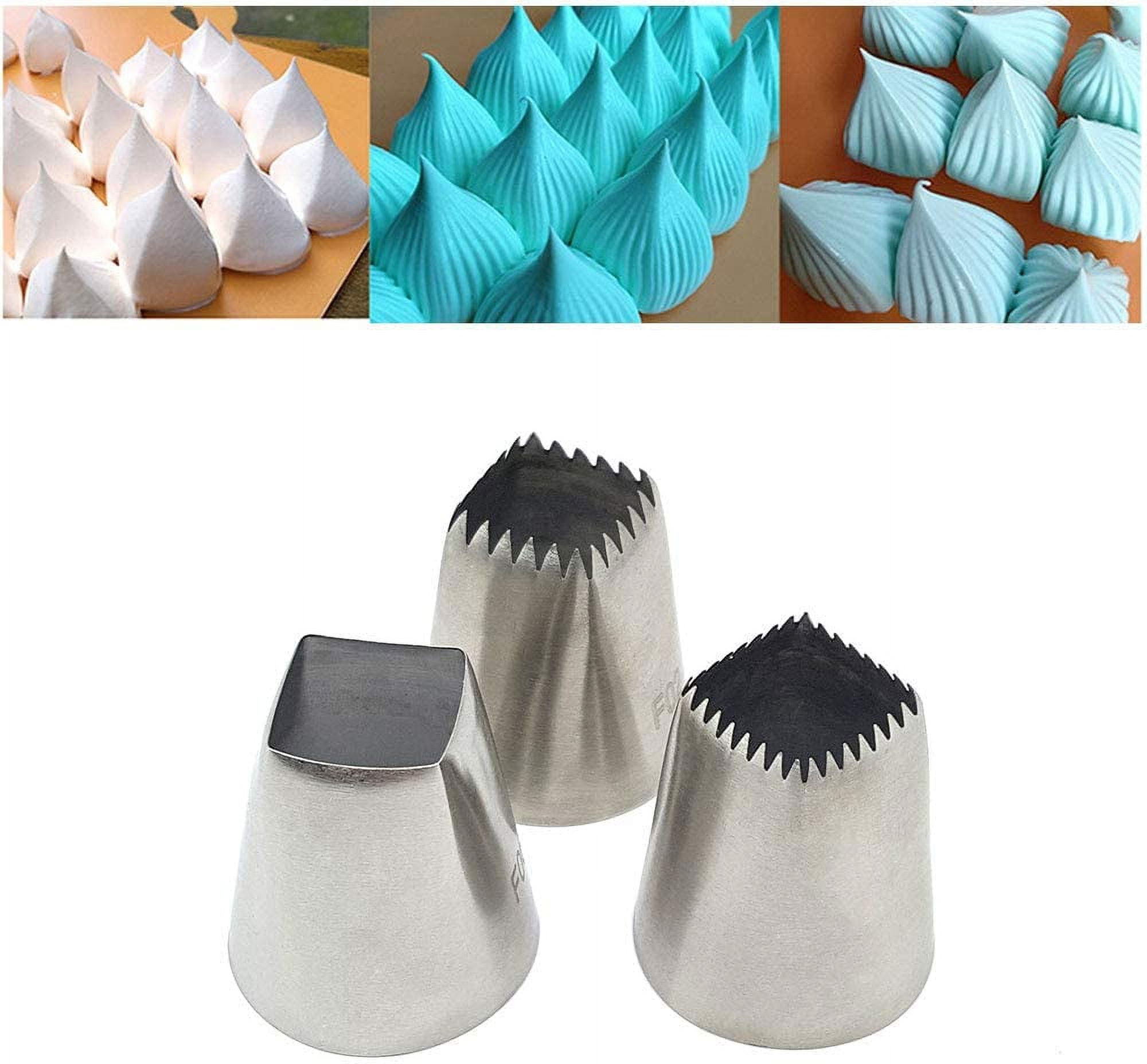 4Pcs Large Piping Tips Set, Pastry Tips Set Cake Decorating Icing Piping Tip Set Frosting Tips Set Cake Piping Nozzles Tips Kit Square Round Icing Piping Tips Decorating Tube Set