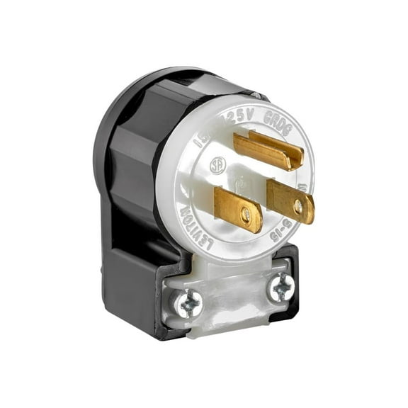 Leviton Black & White - Power connector - NEMA 5-15P (P) angled - AC 125 V - 15 A - black, white