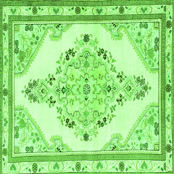 Ahgly Company Indoor Square Medallion Green Traditional Area Rugs, 4' Square