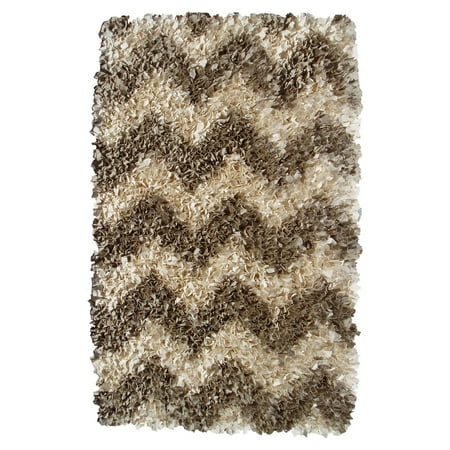 All Natural Market - The Rug Market Shaggy Raggy Natural Chevron Area Rug, 2.7' x 4.7'